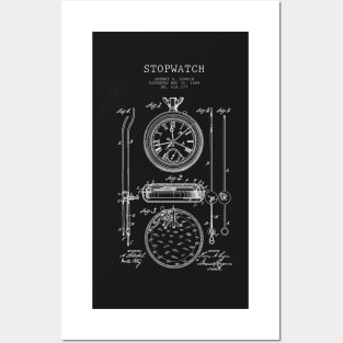 Stopwatch technical drawing patent design Posters and Art